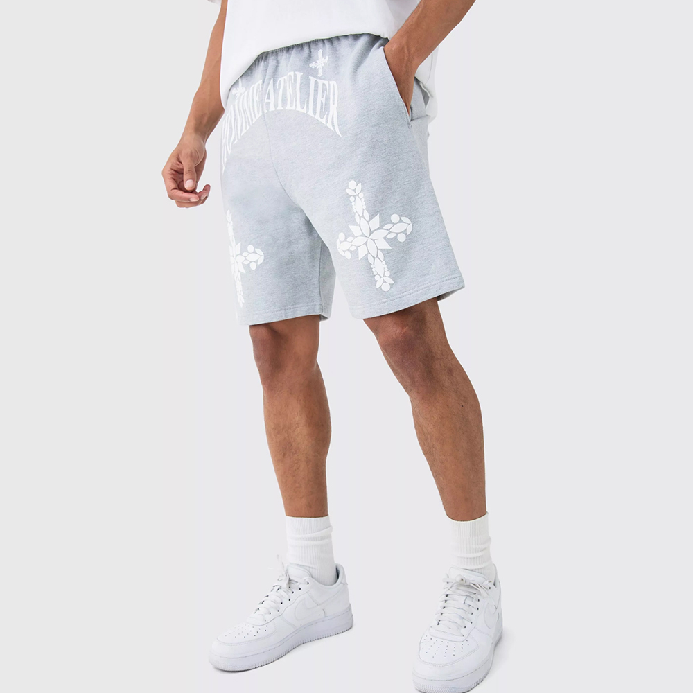 Oversized Homme Atelier Gothic Cross Print Short